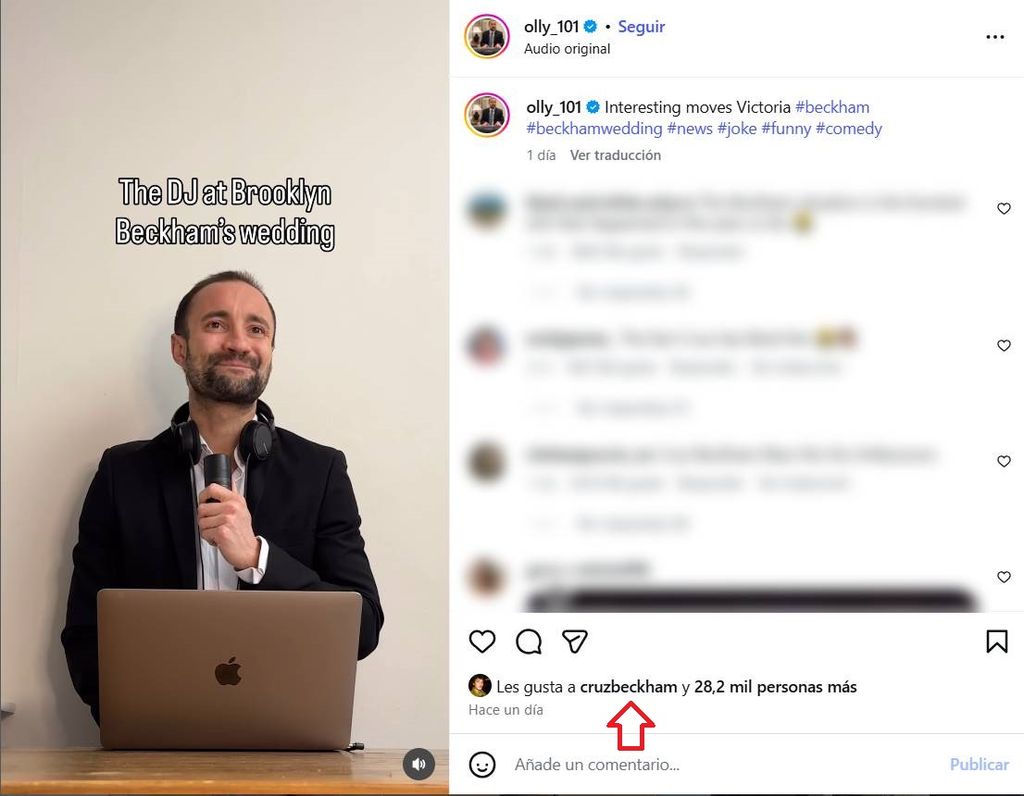 Cruz Beckham reaccionó a un video en el que el comediante Olly hacía una parodia de las declaraciones de Brooklyn.