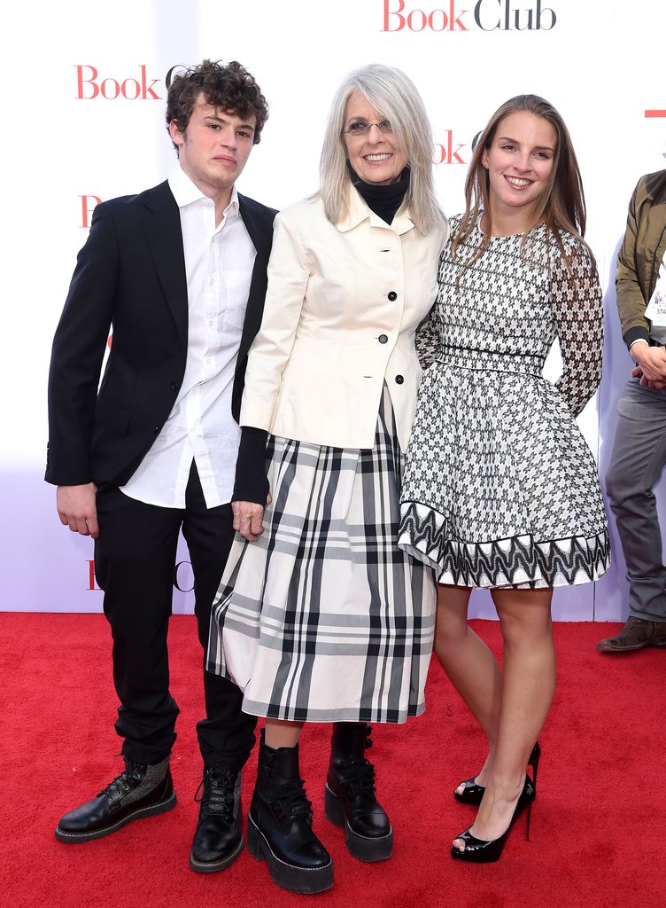 Diane Keaton con sus dos hijos Duke y Dexter en 2018