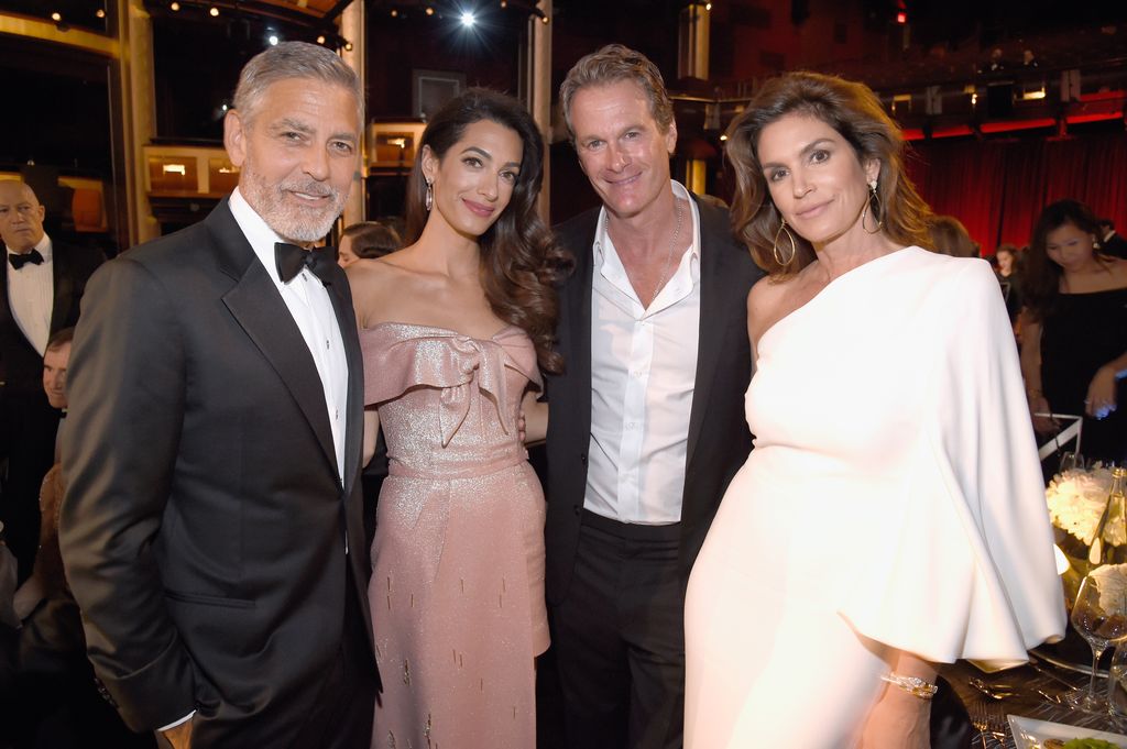 George Clooney, Amal Clooney, Rande Gerber y Cindy Crawford en una gala en honor al actor en 2018.
