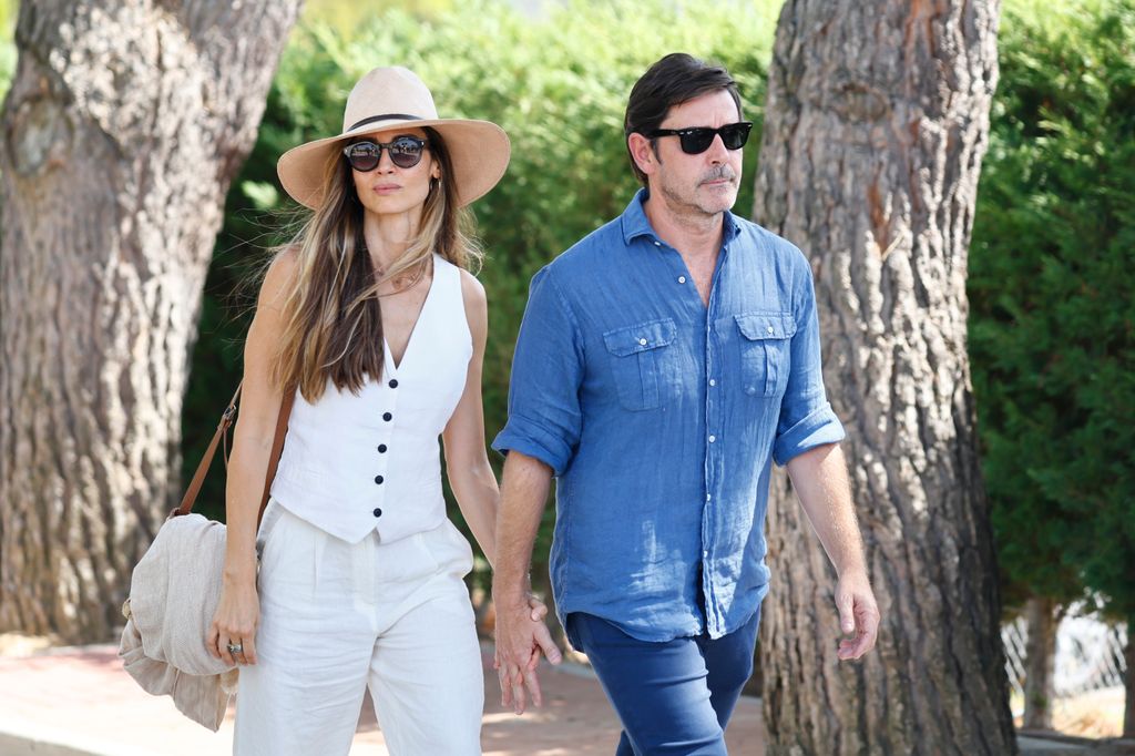 Ariadne Artiles and Jose Maria Garcia Fraile after the burial of Caritina, on August 28, 2024, in Madrid, Spain. (Photo By Jose Velasco/Europa Press via Getty Images)