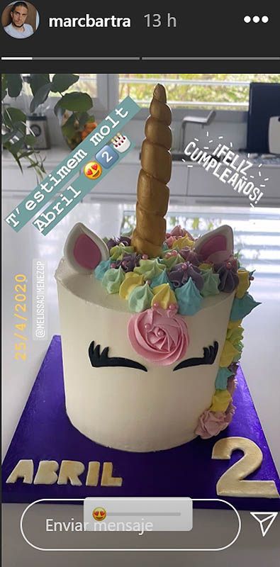 La tarta de cumpleaños de Abril, hija de Melissa Jiménez y Marc Bartra