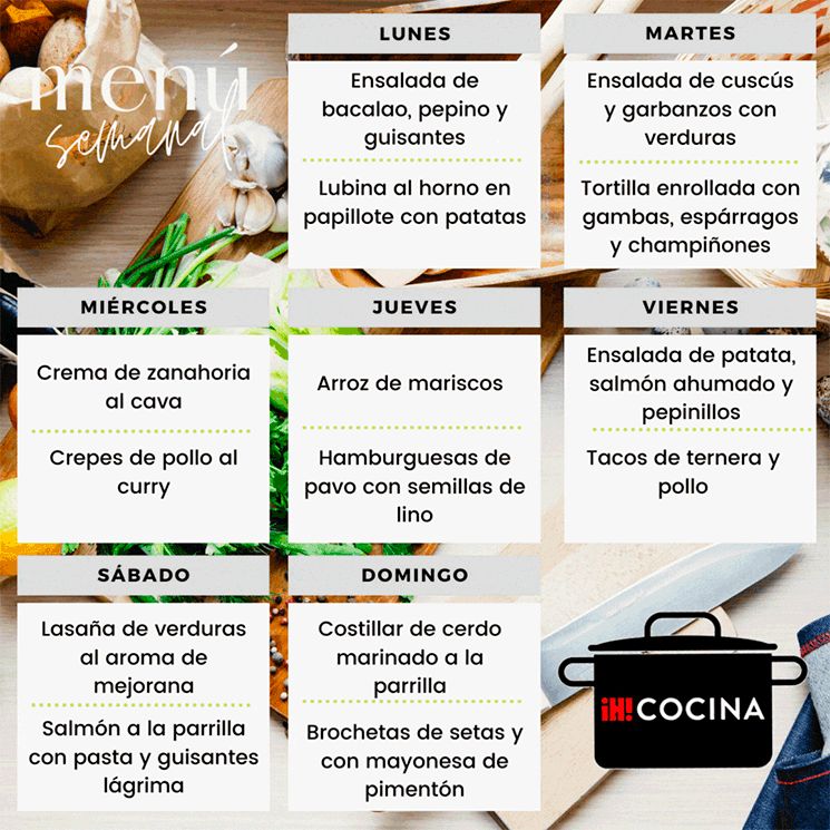 Comidas y cenas que no fallan para tu menú semanal del 8 al 14 de mayo