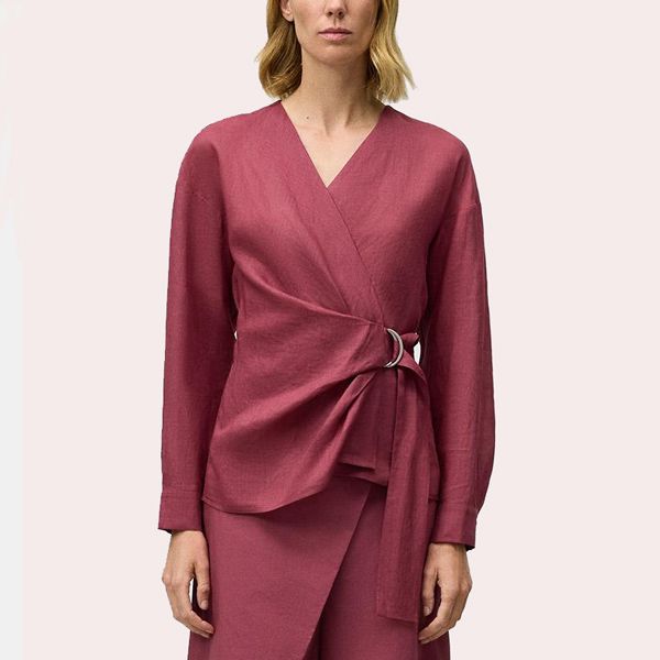 Camisa de mujer cruzada de ramio