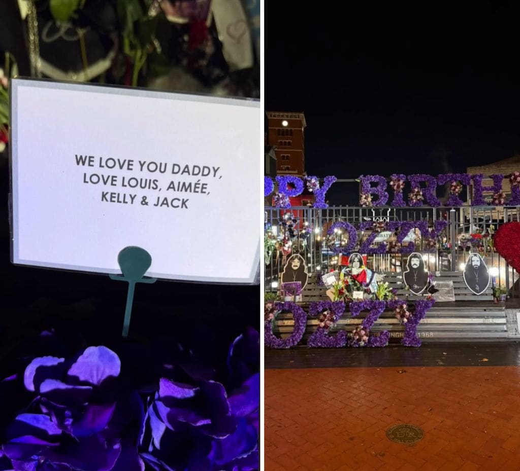 En nombre de sus hermanos, Kelly Osbourne dejó flores para su papá