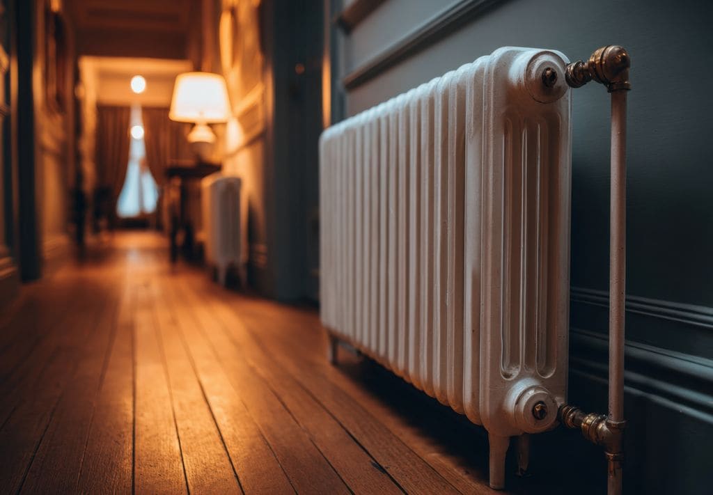 Un radiador en el pasillo de una casa