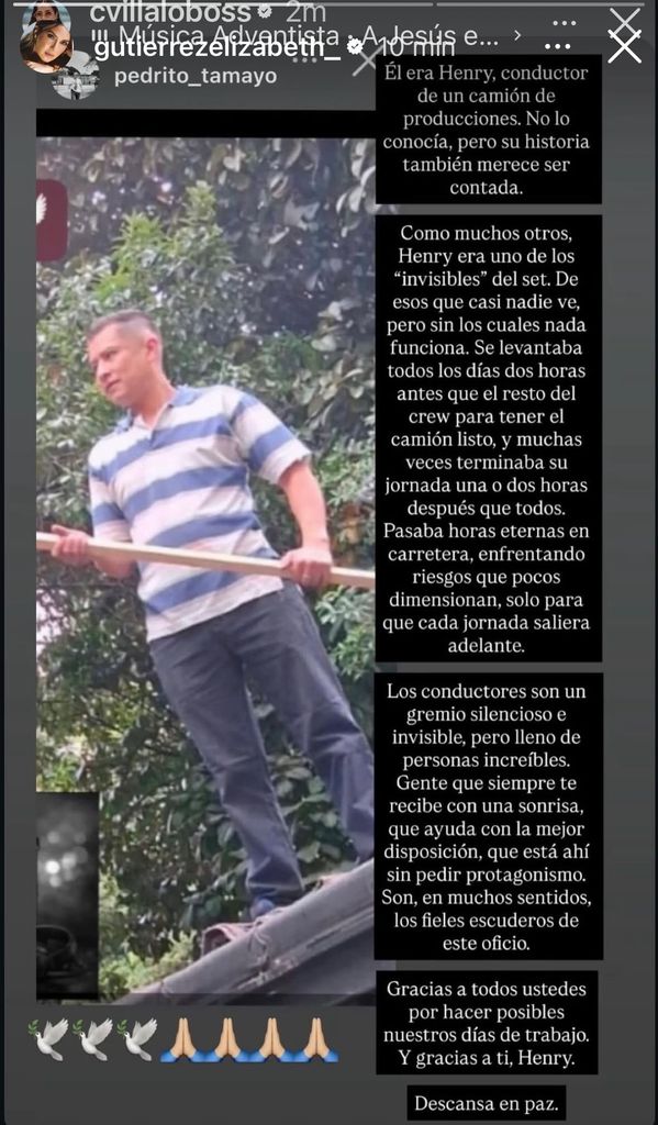 Los actores de la serie lamentaron el deceso de Henry, quien era conductor de un camión de la producción.