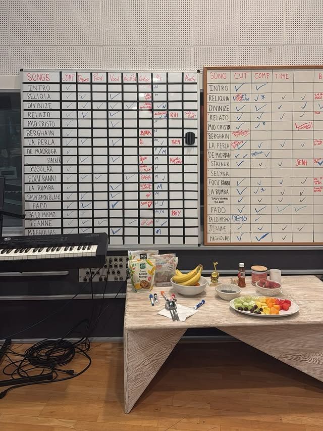 La pizarra con las posibles colaboraciones que iba a tener 'LUX'