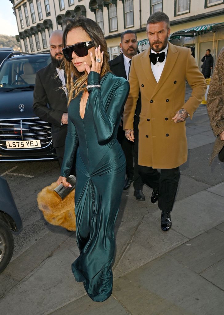 Victoria y David Beckham en la boda de la hija de Gordon Ramsay.