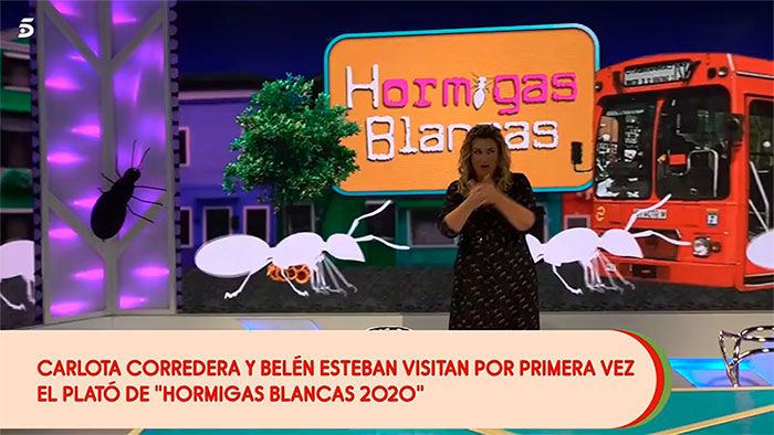 Carlota Corredera en el plató de Hormigas Blancas