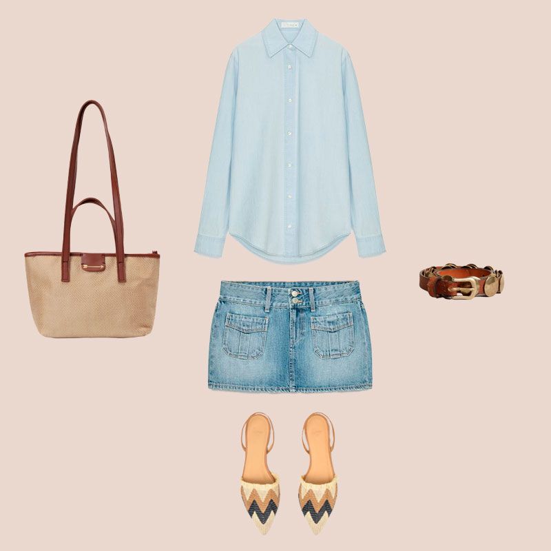 Look 1 Mini falda vaquera Zara julio 2026