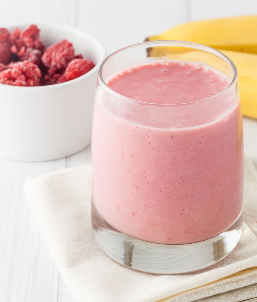 Batido de frambuesas y plátano.