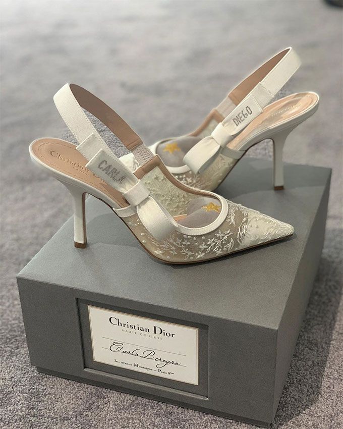 Carla Pereyra y los zapatos que lució el día de su boda
