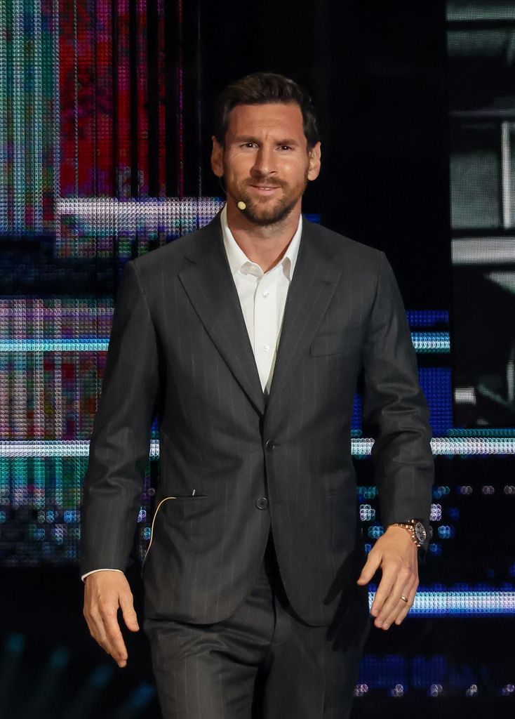 MIAMI, FLORIDA - NOVEMBER 05: Lionel Messi speaks onstage during day 1 of the America Business Forum at Kaseya Center on November 05, 2025 in Miami, Florida. (Photo by Alexander Tamargo/Getty Images for America Business Forum)