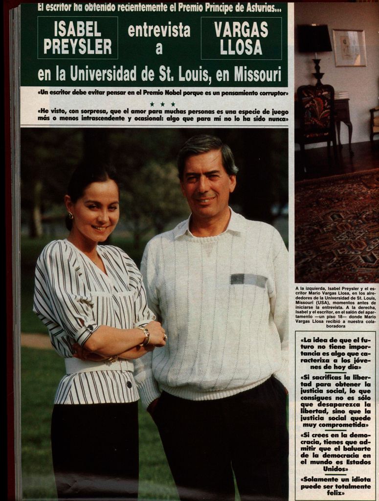 Isabel Preysler entrevistando a Mario Vargas Llosa