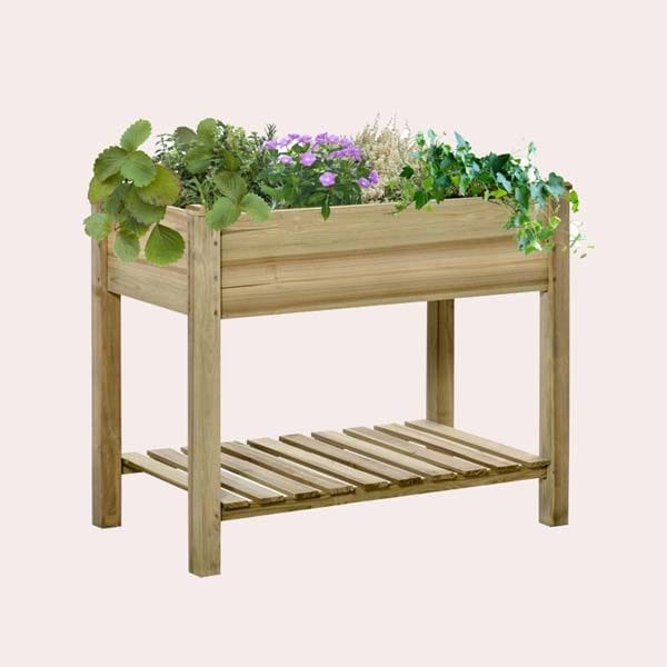 mini huerto exterior madera alto
