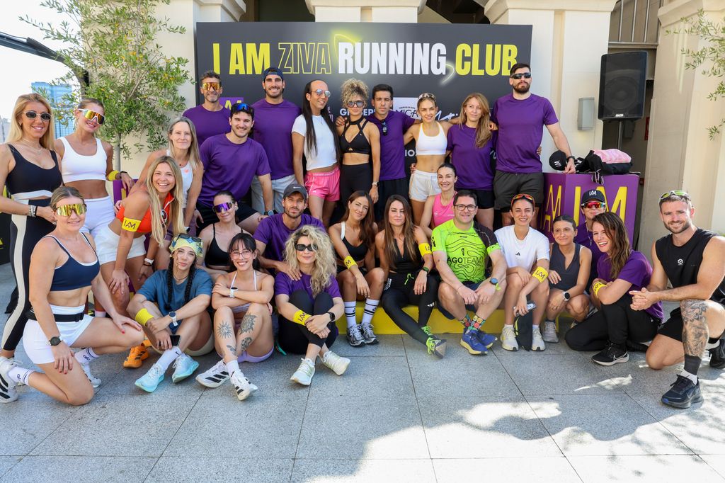 Melyssa Pinto junto a sus cuñados y el resto de invitados del evento de running club en Madrid