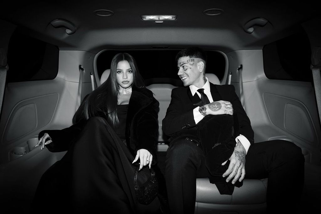 Emilia Mernes y Duki en la boda de Oriana Sabatini y Paulo Dybala