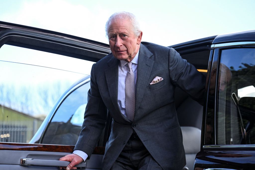King Charles III steps out of a car during a visit to the Tower Brewery on February 24, 2025 in Burton-Upon-Trent, England. (Photo by Jaimi Joy - WPA Pool/Getty Images)
