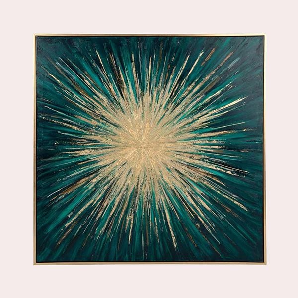 Lienzo Pintado en Verde y Dorado Maisons du Monde