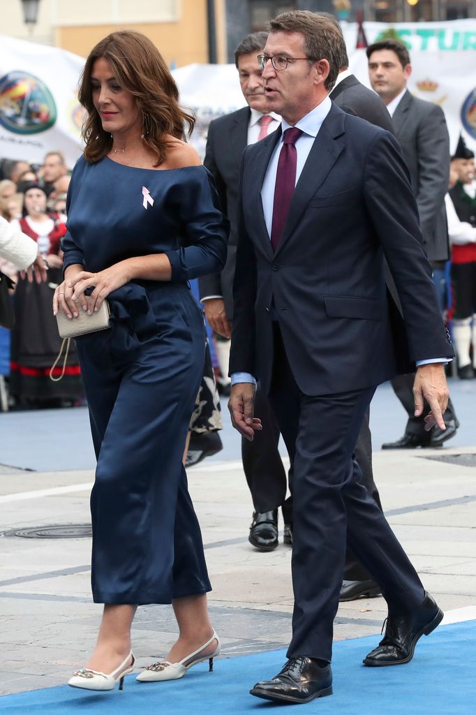 Alberto Núñez Feijóo y Eva Cárdenas, durante los Premios Princesa de Asturias 2018, celebrados en Oviedo el viernes 19 de octubre de 2018.