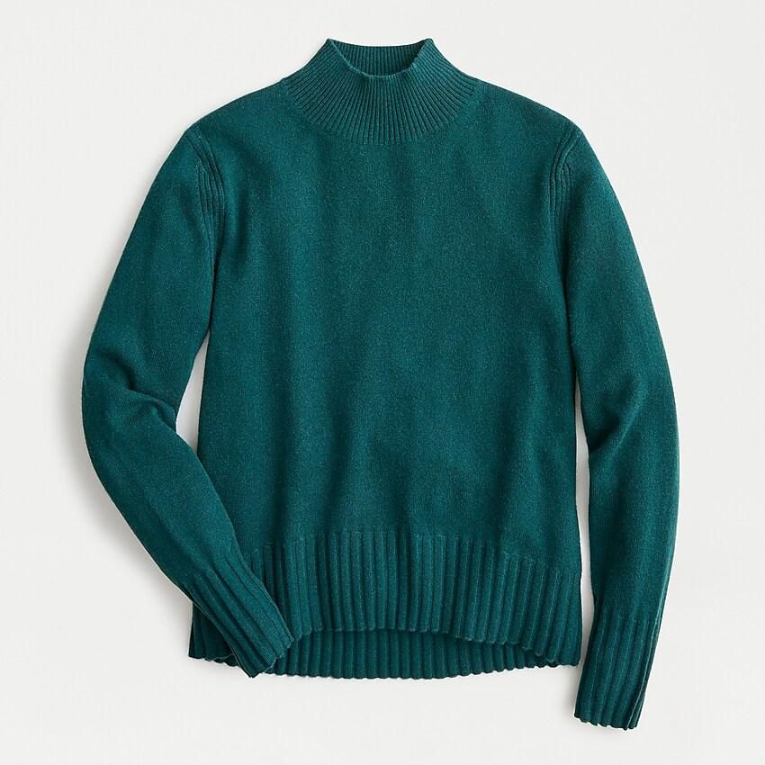 sweater de cachemere con dobladillo curvo y terminaciones acanaladas de j crew