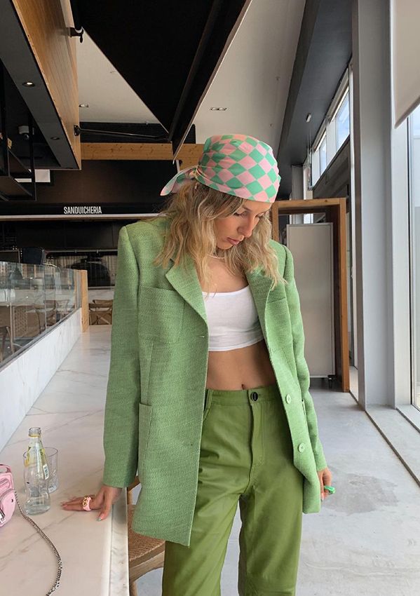 pañuelo para la cabeza verde estampado