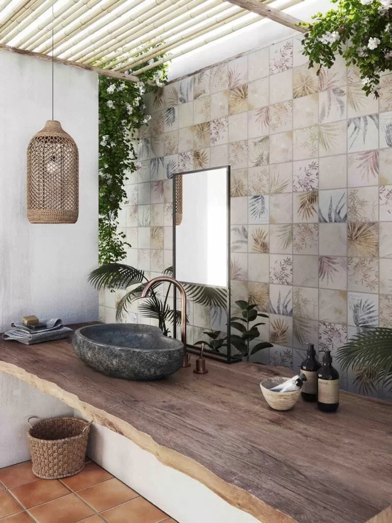 Azulejos para baño de estilo tropical