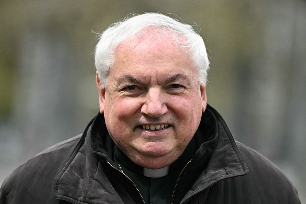 Cardinal Jean-Marc Aveline, Archbishop of Marseille, newly elected president of the plenary assembly of the bishops of France arrives to attend a press conference in Lourdes, southwestern France, on April 3, 2025. (Photo by Lionel BONAVENTURE / AFP) (Photo by LIONEL BONAVENTURE/AFP via Getty Images)          