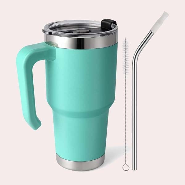 vaso aluminio pajita cafe