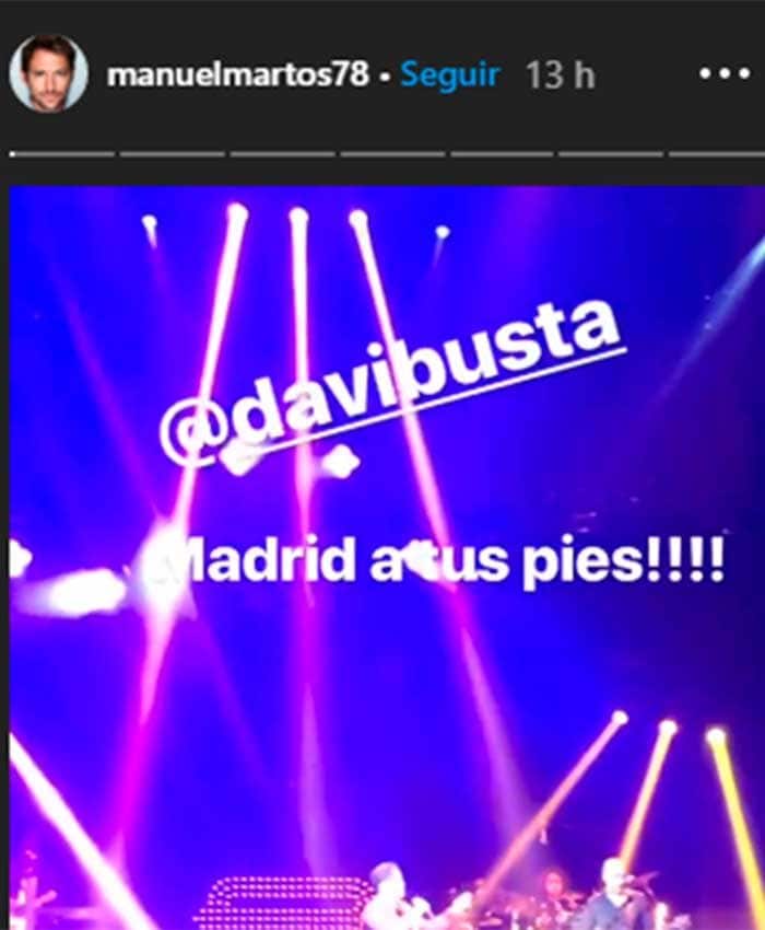 Manuel Martos en el concierto de David Bustamante en Instagram