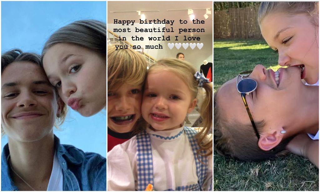 Romeo Beckham mostró su complicidad con su hermana Harper.