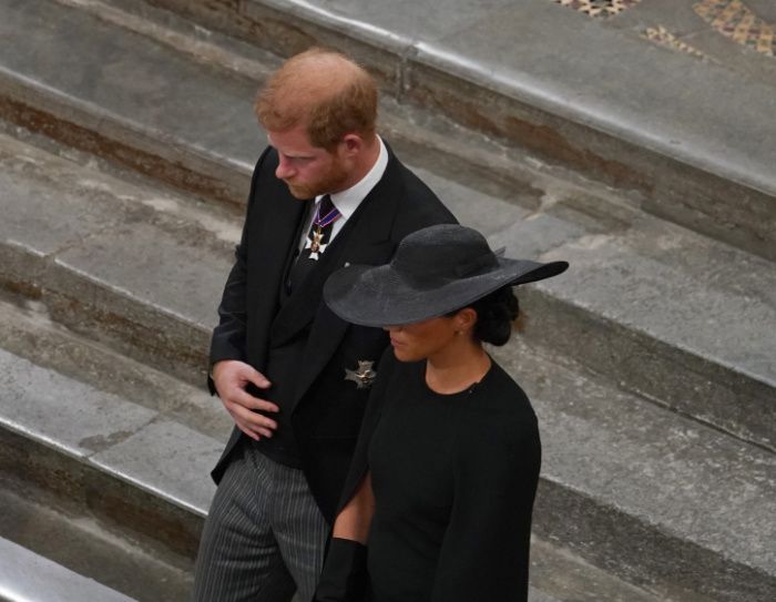 Los duques de Sussex en el funeral de Isabel II
