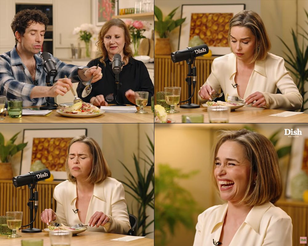 Emilia Clarke, en distintos momentos de la entrevista.