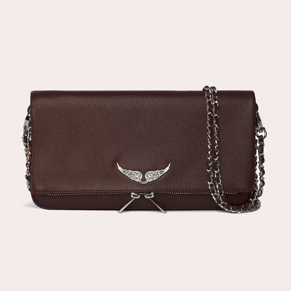 Bolso de mano mediano rock de cuero rosa