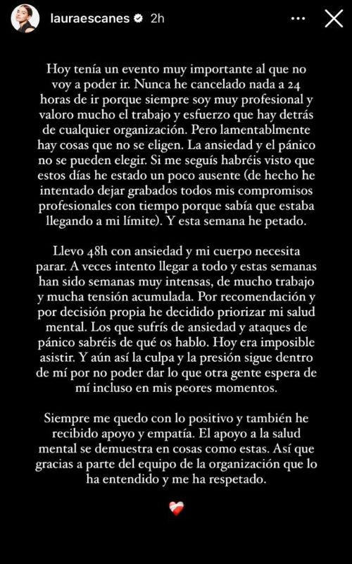 Comunicado de Laura Escanes