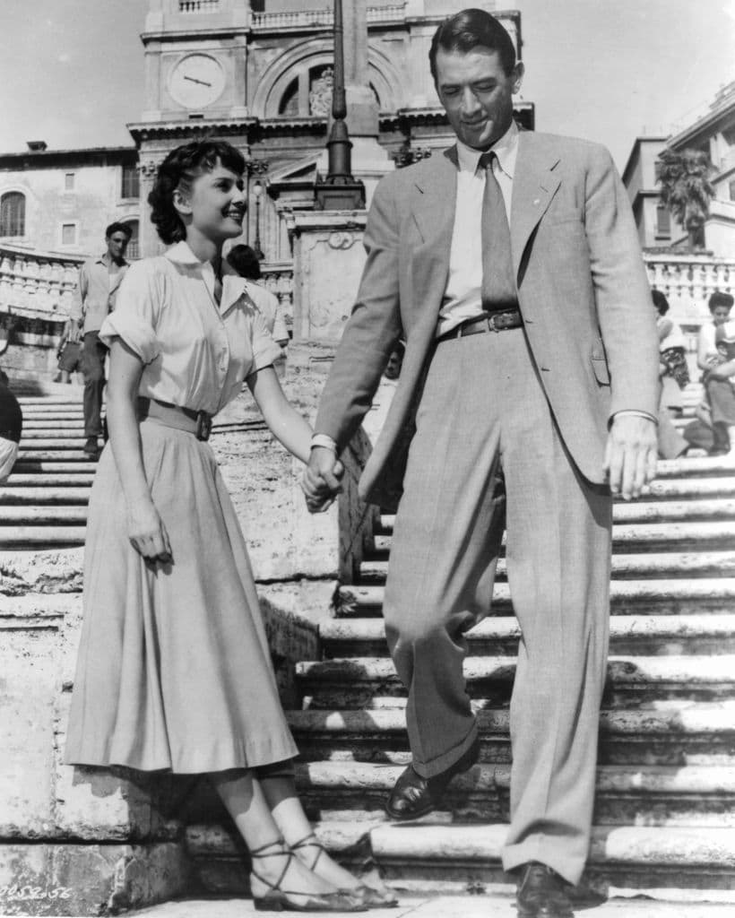 Audrey Hepburn y Gregory Peck en 'Vacaciones en Roma'