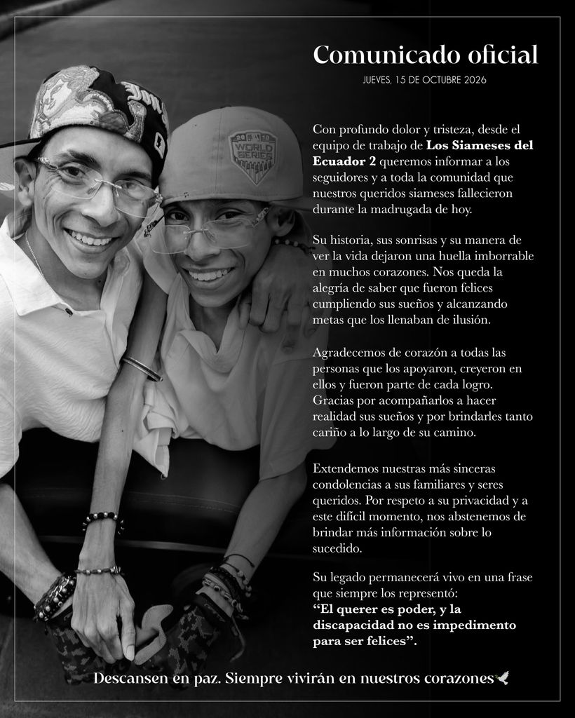 Comunicado oficial de la muerte de José Luis y José Armando