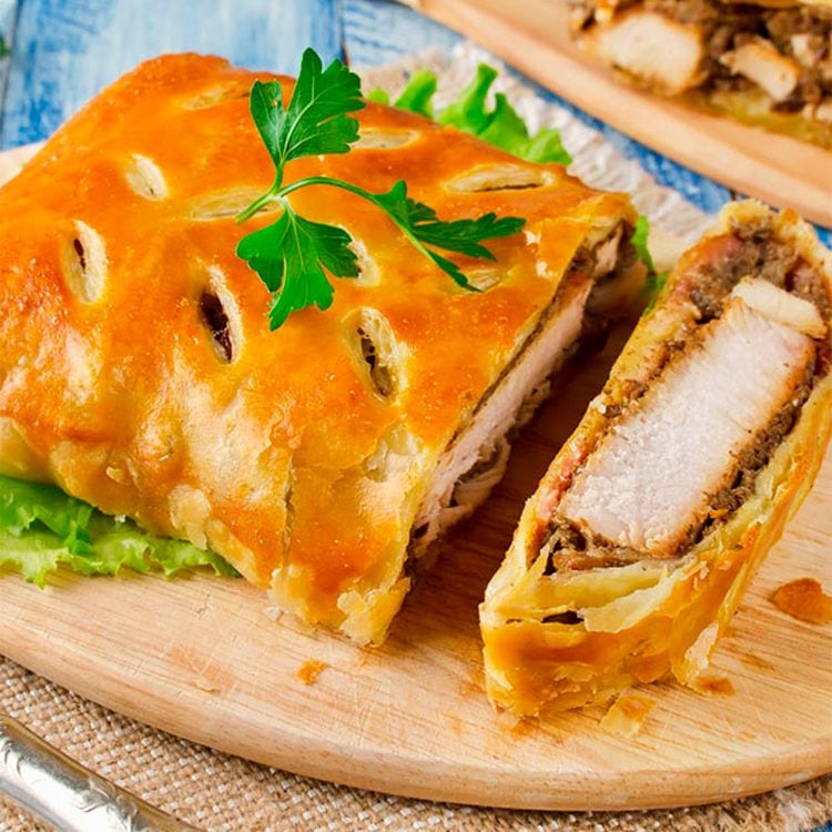 Solomillo Wellington de pavo con beicon