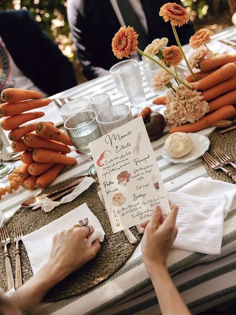 Decoración de mesas de boda con frutas y verduras escultura de hortalizas