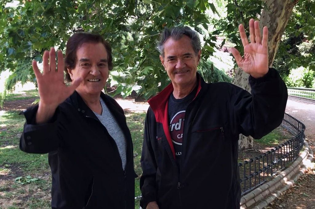Singer Manuel de la Calva and Ramón Arcusa ( Duo Dinamico) in Madrid.2019