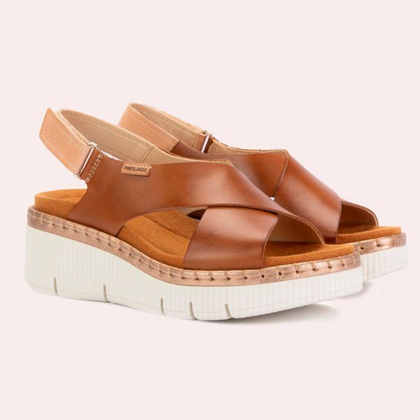 Sandalias con cierre adherente y cuña para mujer