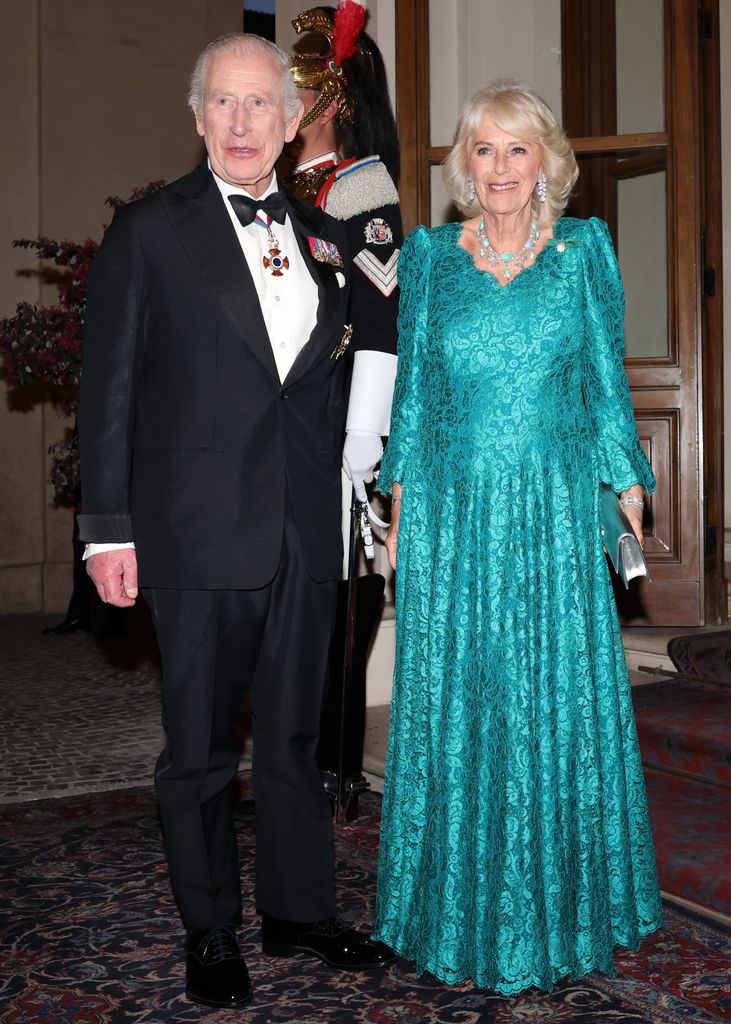 ROME, ITALY - APRIL 09: King Charles III and Queen Camilla during day three of King Charles III and Queen Camilla's State visit to The Republic of Italy on April 09, 2025 in Rome, Italy. Their Majesties will attend a State Banquet at the Palazzo Quirinale, hosted by The President. (Photo by Chris Jackson/Getty Images)