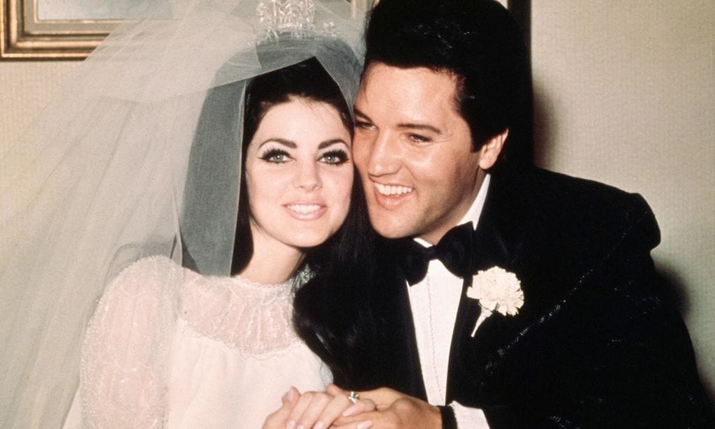 Elvis Presley Smiling with Bride Priscilla