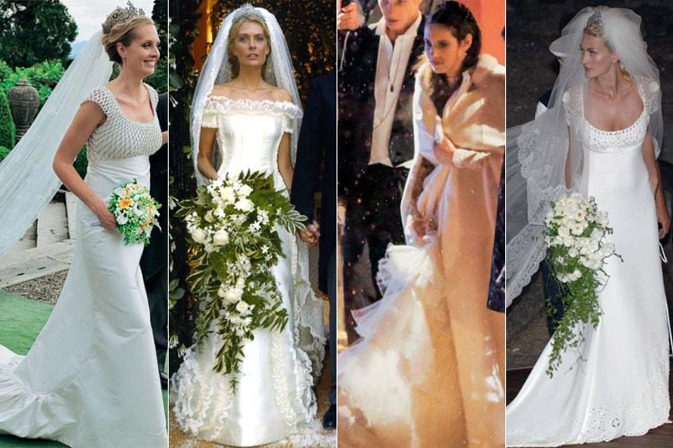 Las tres hermanas de Beatrice se vistieron de Valentino en su gran día - todas ellas con Diseños escotados, con manga y detalles en el cuerpo y en el bajo de la falda-, también lo hizo Tatiana Santo Domingo en la boda religiosa con Andrea Casiraghi
