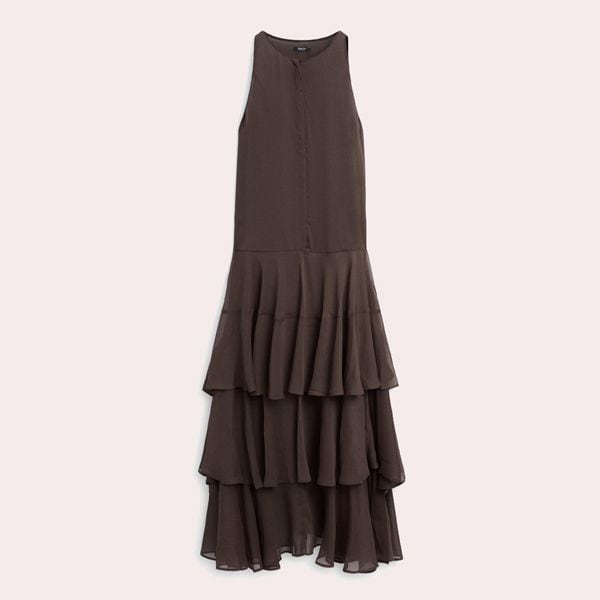 Vestido largo fluido volantes