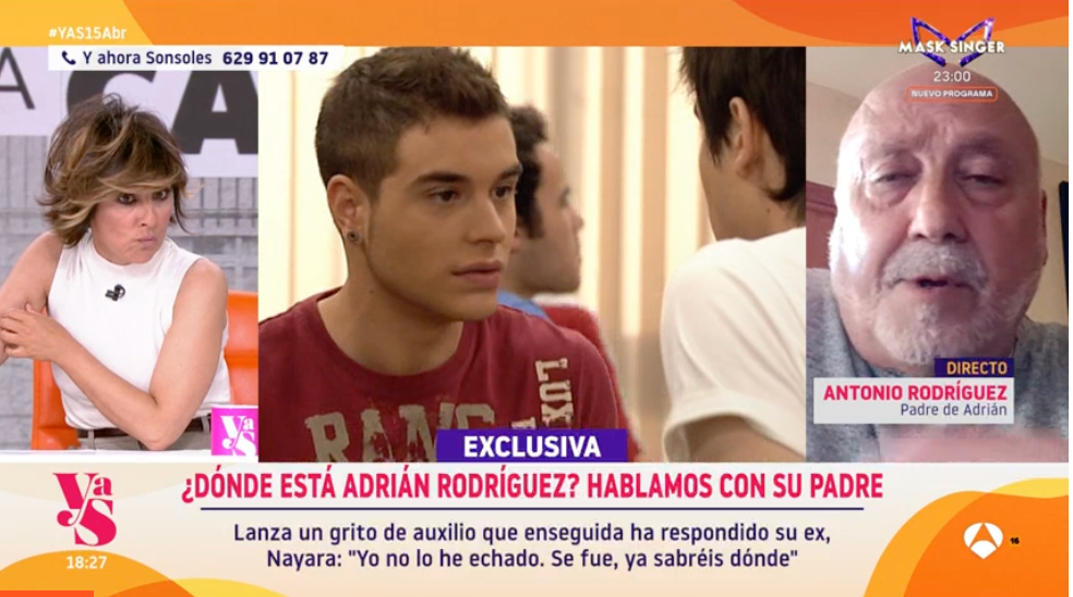 Antonio, el padre de Adrián Rodríguez, en su intervención en 'Y ahora Sonsoles'