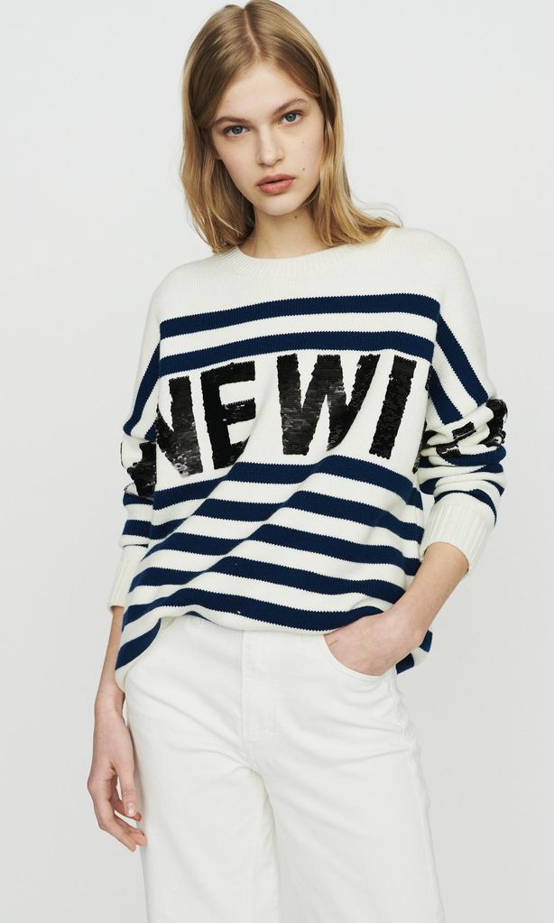 statement sweater de maje a rayas