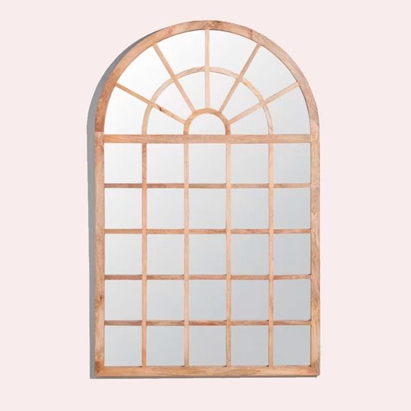 Acara - Espejo grande estilo ventana, madera de mango
