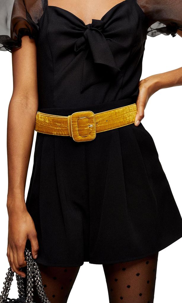 cintur n grueso de terciopelo mostaza de topshop