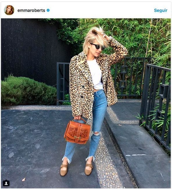 Emma Roberts look animal print